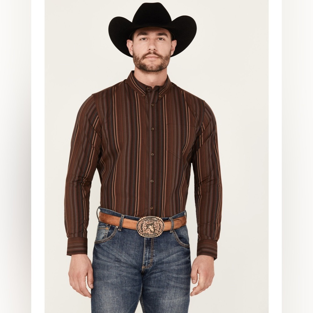 Cody James Preston Striped Print Long Sleeve Button-Down Western Shirt Large